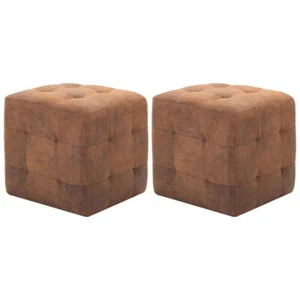 Pouf 2 Stk. Braun 30x30x30 cm Wildleder-Optik - Bild 1 von 6