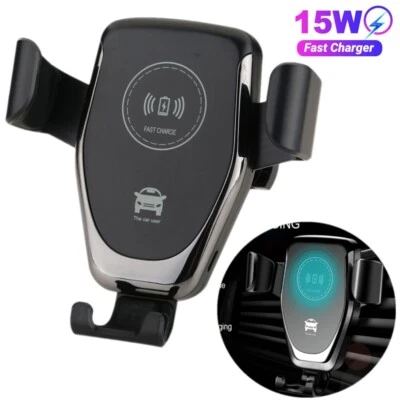 15W Wireless Fast Charger Car Mount Phone Holder Air Vent for iPhone Samsung - Image 1 of 4