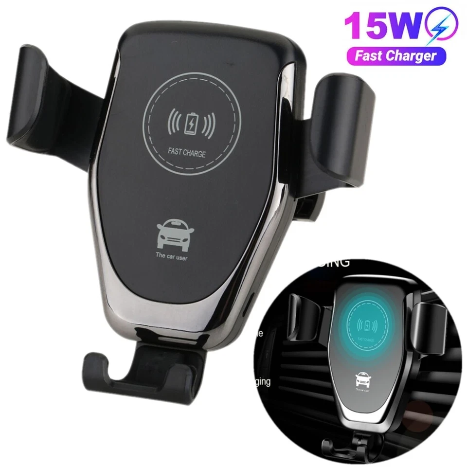 15W Wireless Fast Charger Car Mount Phone Holder Air Vent for iPhone Samsung - Image 1 of 4