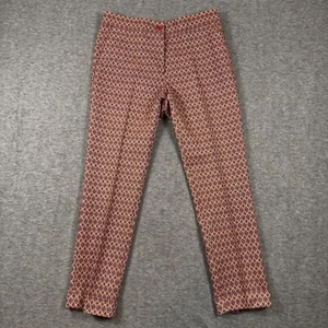 ETRO Pants Womens 42 Brown Red Beige Floral Geometric Mid Rise Cuffed Slim Fit - Picture 1 of 10