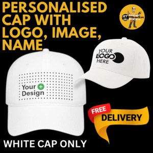 PERSONALISED CUSTOM PRINTED CAPS ANY TEXT LOGO IMAGE PICTURE NAME - Gift Cap - Picture 1 of 3
