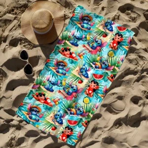 Lilo and Stitch Beach Towel, Watercolor Disney Stitch Beach Towel - Picture 1 of 4