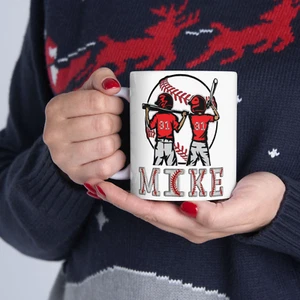 Kids Baseball League Personalized Name And Number Jersey Mug Gift Mug - Picture 1 of 8