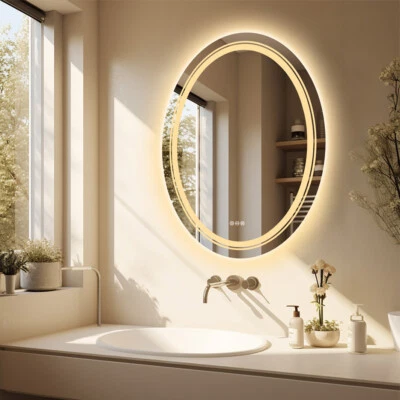 Badspiegel mit Led Beleuchtung Badezimmerspiegel Beschlagfrei Doppelte Lichter - Bild 1 von 4