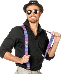 Hosenträger Hippie - Peace Damen und Herren Karnevalzubehör Faschingszubehör  - Bild 1 von 1