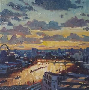 View of London, oil painting on canvas 12"X12" - Picture 1 of 5