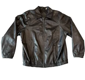 Chaqueta de cuero genuino negra Preston & York para hombre talla grande cremallera frontal completa - Imagen 1 de 4