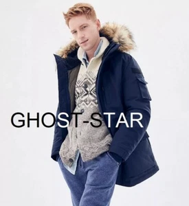 JCREW parka jacket coat puffer fur hood hooded navy blue long Nordic winter XXL - Picture 1 of 14