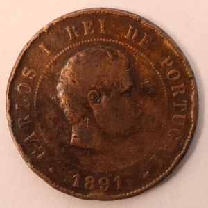 1891 A Portugal 20 Arroz Carlos I 30mm KM# 533 - Imagen 1 de 2