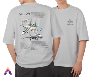 Camisa de avión Mig 29 de gran tamaño - Camiseta gráfica de aviación de ajuste cómodo 100 % algodón - Imagen 1 de 6