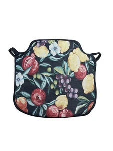 Fruits Black Tapestry Small Spindle Back Tie-On Seat Pad Garden/Kitchen/Dining - Picture 1 of 5