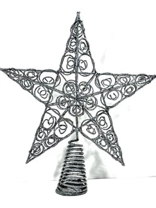 NEW Kurt S. Adler Star CHRISTMAS 12-Inch Silver glitter tree topper Metal Wire - Picture 1 of 10