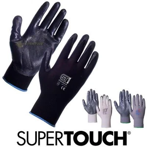Nitrotouch Nitrile Coated Work Gloves Palm Nylon Builders Safety Construction - Picture 1 of 10