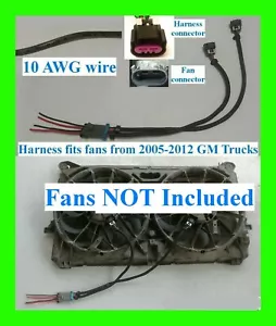 fit Chevy Silverado Sierra GM Dual Cooling Fan Harness Pigtail 05-12 Fans Wiring - Bild 1 von 2