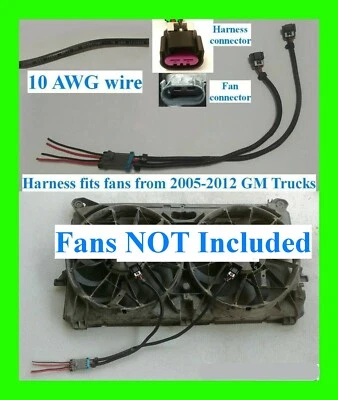 fit Chevy Silverado Sierra GM Dual Cooling Fan Harness Pigtail 05-12 Fans Wiring - Image 1 of 2