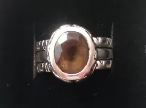 Silpada Ring R1384 925 Sterling 3-piece stacking smoky topaz quartz sz 6.75 - Picture 1 of 12