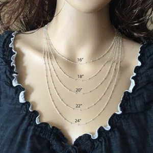 Sterling Silver Necklace-Satellite Chain-Beaded Ball Chain 1.8mm (All Sizes)  - Picture 1 of 7