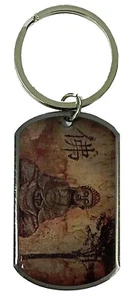 Epoxy Coated BUDDHA / DO NOT DWELL Dog Tag Keychain - Picture 1 of 2