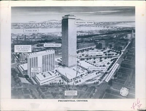 1963 Photo Prudential Tower Sketch Boston Surrounding Area Architecture 8X10 - Zdjęcie 1 z 2