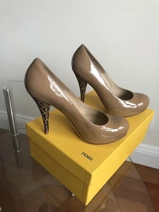 Fendi Patent Nude FF Logo Heel Pump Rare Stunning! Worn Once - Picture 1 of 12