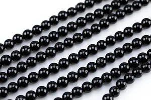Piedras preciosas de turmalina negra 6 mm cuentas redondas lisas hilo 15,5" para joyería - Imagen 1 de 4