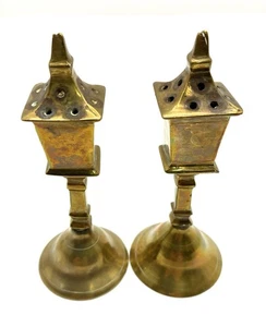 2 Vintage Novelty Brass Agarbatti/ Incense Burner Stands Stick Holder Lamp Posts - Picture 1 of 5