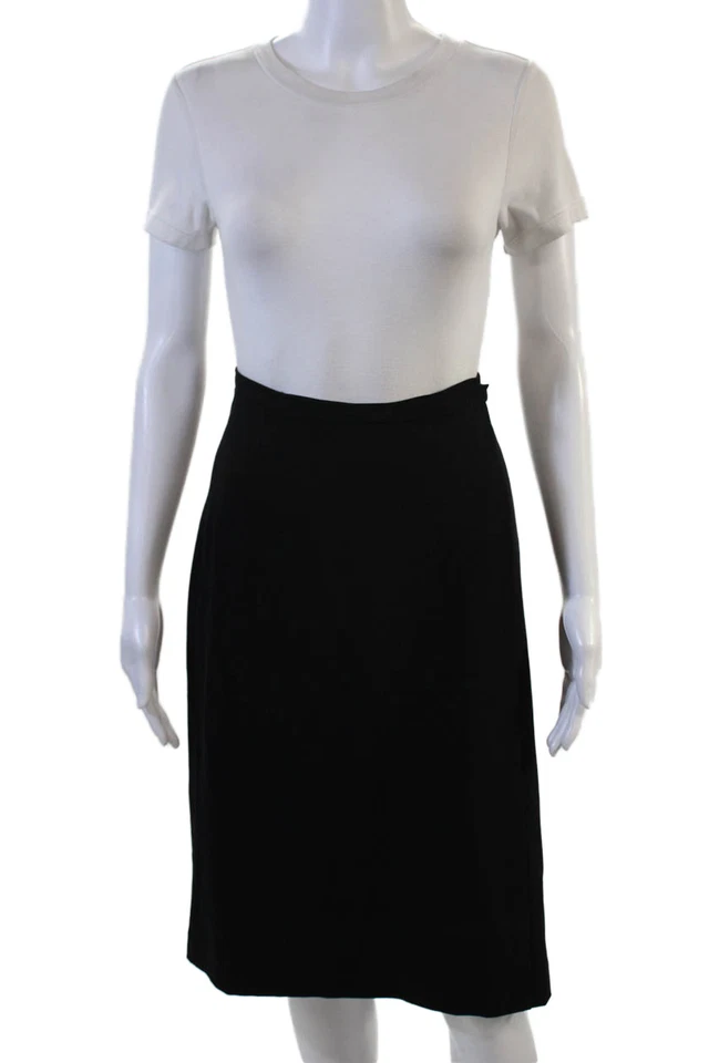 Piazza Sempione Women Straight Pencil Skirt Black Pure New Wool Size 38 - Image 1 of 4