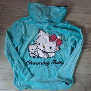 Sudadera con Capucha Sanrio Charmmy Kitty Velour Azul Retro 2004 Usada Bonita - Imagen 1 de 5