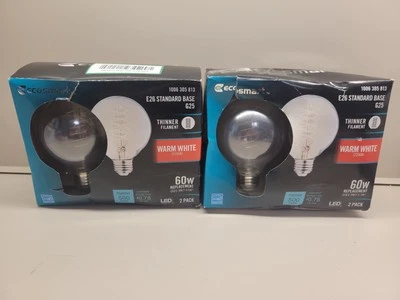 (2) EcoSmart 60W E26 Standard Base G25 LED light Bulbs, Warm White 2200k, 2 Pack - Image 1 of 4