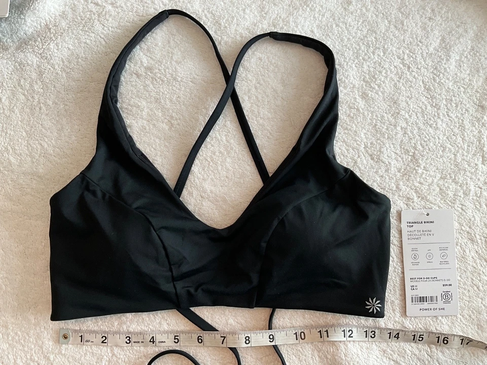 Athleta M D-dd Black Triangle Bikini Top 511644 Wireless 8 10
