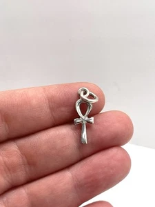 Sterling 925 Silver Egyptian Ankh Cross Small Pendant Or Charm - Picture 1 of 3