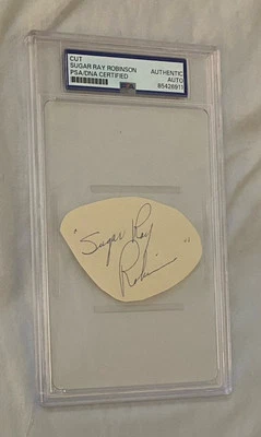 Sugar Ray Robinson Signed Cut AUTO Pro Boxing Legend Autographed PSA DNA Slabbed - Image 1 of 4