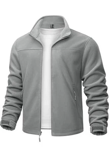 TACVASEN Men's Jackets Winter Fleece Full Zip Military Tactical Jacket 2XL Grey - Picture 1 of 4