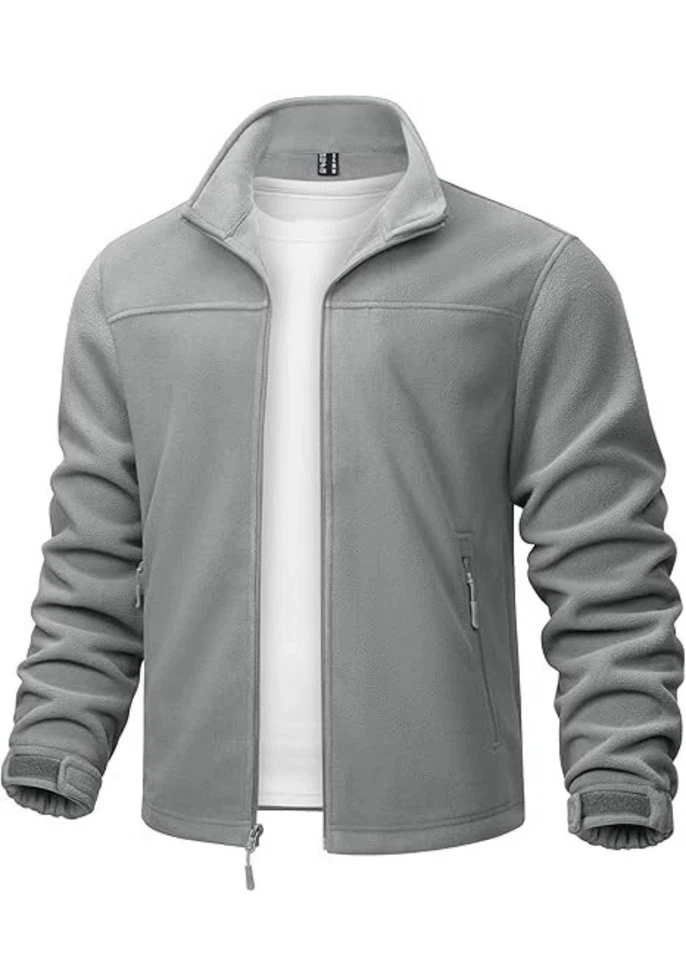 TACVASEN Men's Jackets Winter Fleece Full Zip Military Tactical Jacket 2XL Grey - Image 1 of 4