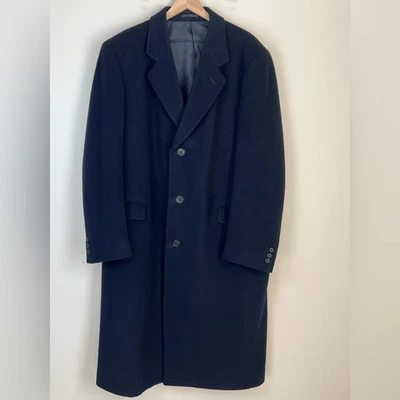 Vintage Nino Cerruti Wool Cashmere Overcoat Peacoat Long Coat Men’s 46R Navy XL - Image 1 of 4