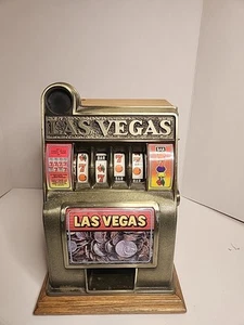 Vintage Metal Las Vegas Mini Slot Machine Toy Gambling Bank - Picture 1 of 6
