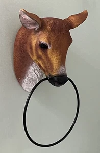 Hirschkopf Reh Handtuchhalter Ring Hütte See Haus Küche Rustikal Bad Deko - Bild 1 von 24