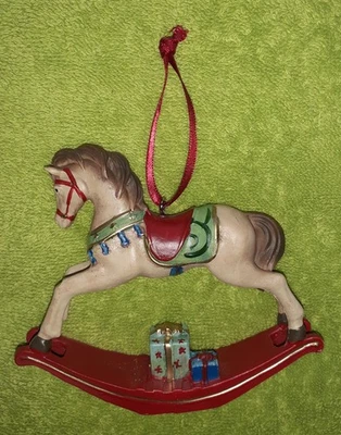  Kleines schweres Schaukelpferd 🐴 Ponny handbemalen 10cm❗Weihnachtsbaum 🎄Deko  - Bild 1 von 4