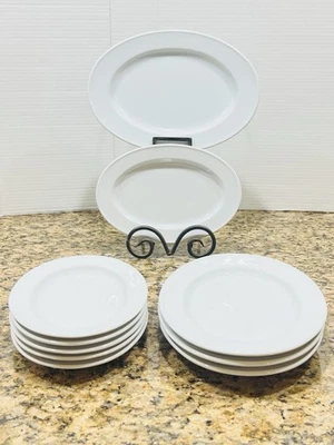 Sur La Table 10 peças conjunto de prato oval branco (4) 11,5” (6) 9,5” Turquia CE - Imagem 1 de 4