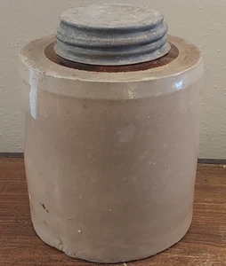 Antikes Macomb Keramik Steinzeug Einmachglas mit Deckel Country Dekor - Bild 1 von 9