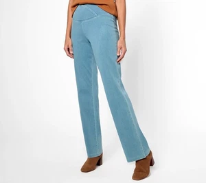 Women w/Control Sz 8 Elite Prime Stretch Denim Flare Pants STONEWASH A615327 - Picture 1 of 1