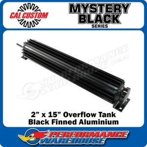 CAL CUSTOM 2" X 15" RADIATOR OVERFLOW TANK BLACK FINNED ALUMINIUM - Bild 1 von 4