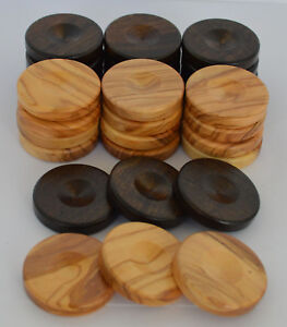 30 Olive Backgammon Checkers - Chips 1.4 inches - High Quality