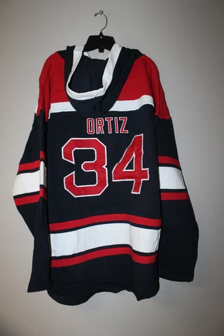 New MLB Boston Red Sox #34 Ortiz old time style mid weight cotton hoodie men's M Cover