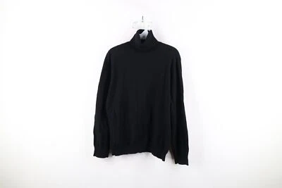 Suéter feminino vintage anos 90 Ralph Lauren XL malha desbotada com nervuras gola alta preto - Imagem 1 de 4