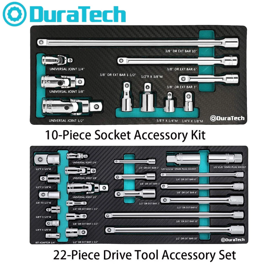 DURATECH Drive Tool Accessory Set/Socket Accessory Kit w/EVA Foam Tool Organizer - Image 1 of 4