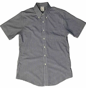 Brooks Brothers Regent Mens Polo Blue Checks Short Sleeve Button Shirt Sz 15 1/2 - Picture 1 of 6