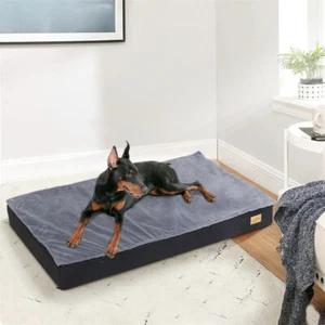 Orthopedic Memory Foam Dog Bed Large Grey Plush Waterproof Washable Cover Indoor - Picture 1 of 16