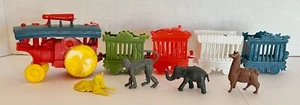 Vintage Retro Circus Train w/ Animals Cake Toppers 9 Piece Llama Tiger - Picture 1 of 3
