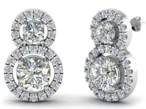 4.19 Ct Vvs1 Near White Moissanite Diamond 925 Silver Drop Engagement Earrings - Picture 1 of 3